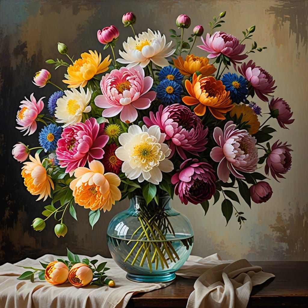 Vibrant Impressionist Bouquet with Exotic Flowers