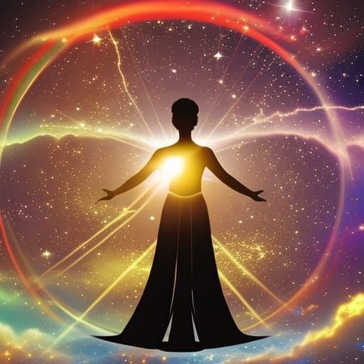 Spiritual Silhouette in Divine Circle, Volumetric Lighting