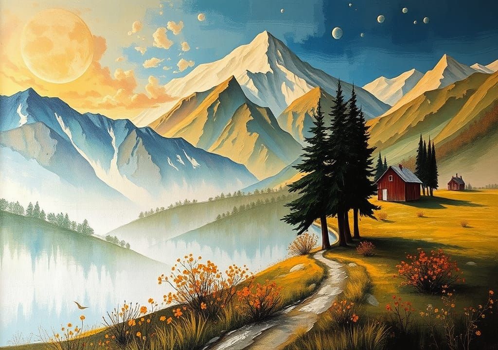 Abstract Neoplastic Countryside Art