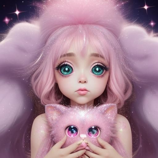 Glittering Pink Fluffy Abstract Design