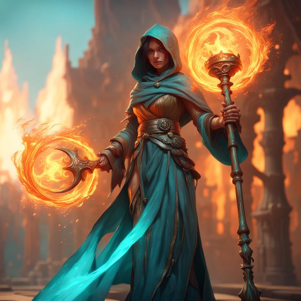 Flaming Wizard Staff Concept Art