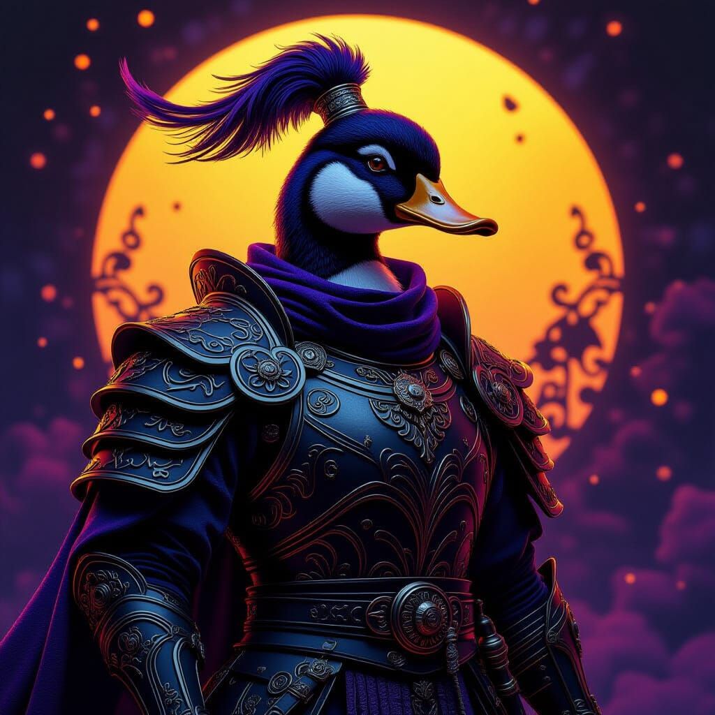Duck Warrior in Dark Fantasy Armor