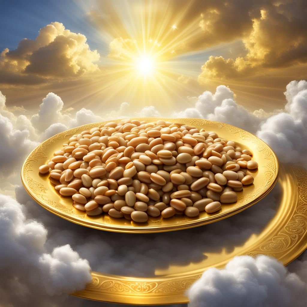 Beans on Golden Platter in Divine Light