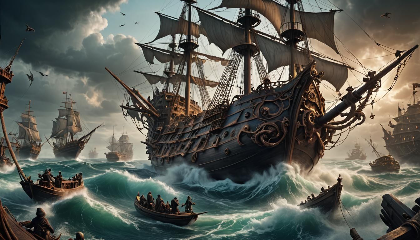 Monstrous Squid vs Pirate Ship: Epic Battle