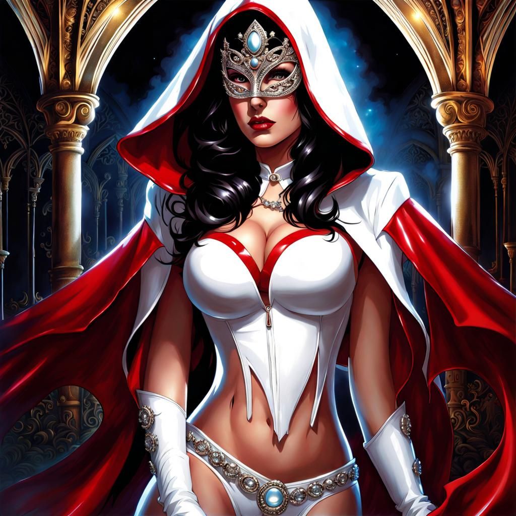 Gothic Mistress in Latex Mask: Fantasy Art
