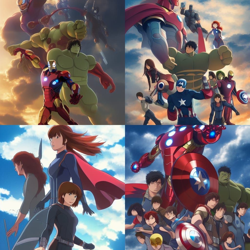 Avengers in Studio Ghibli Anime Style