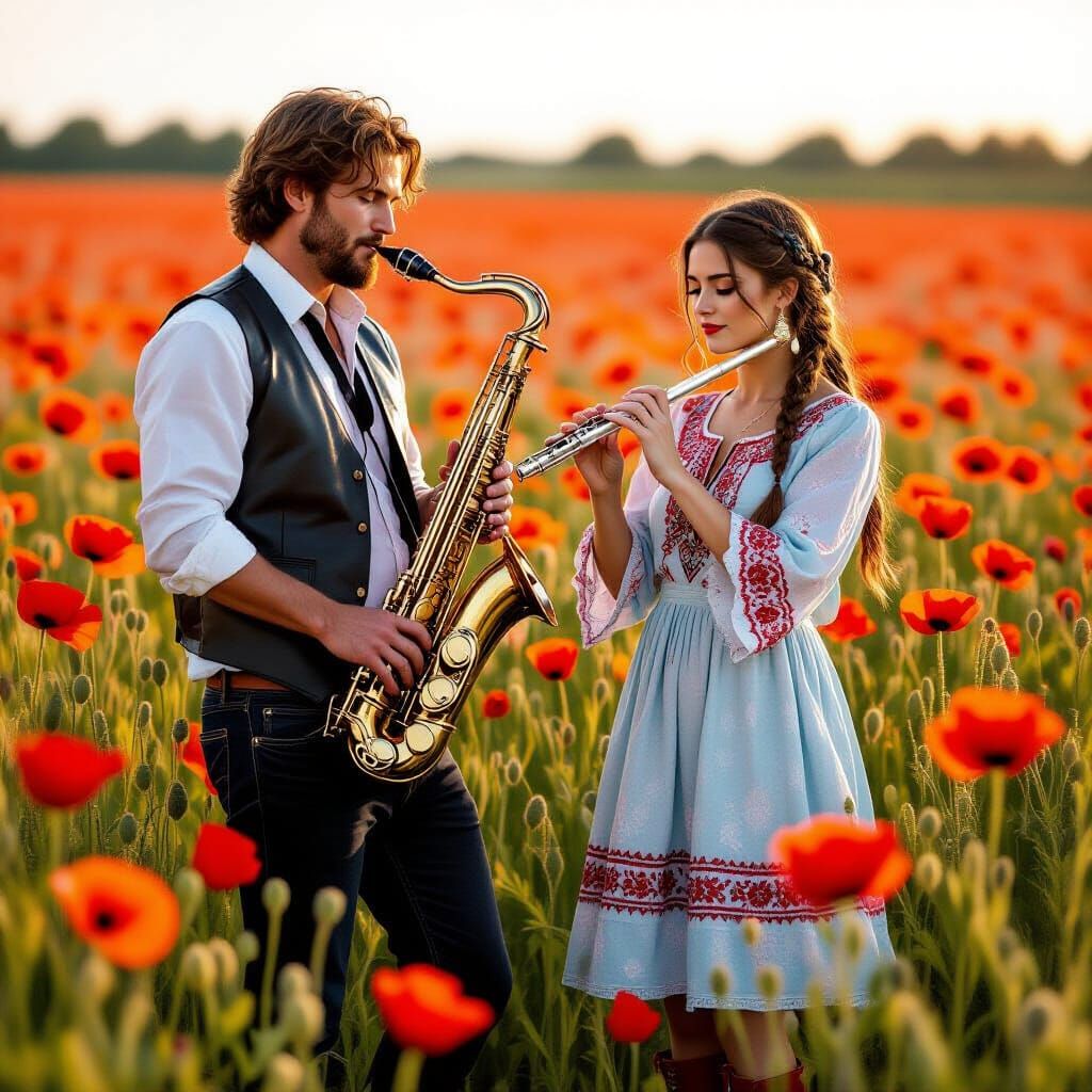 Poppy Field Duet in Realistic Style