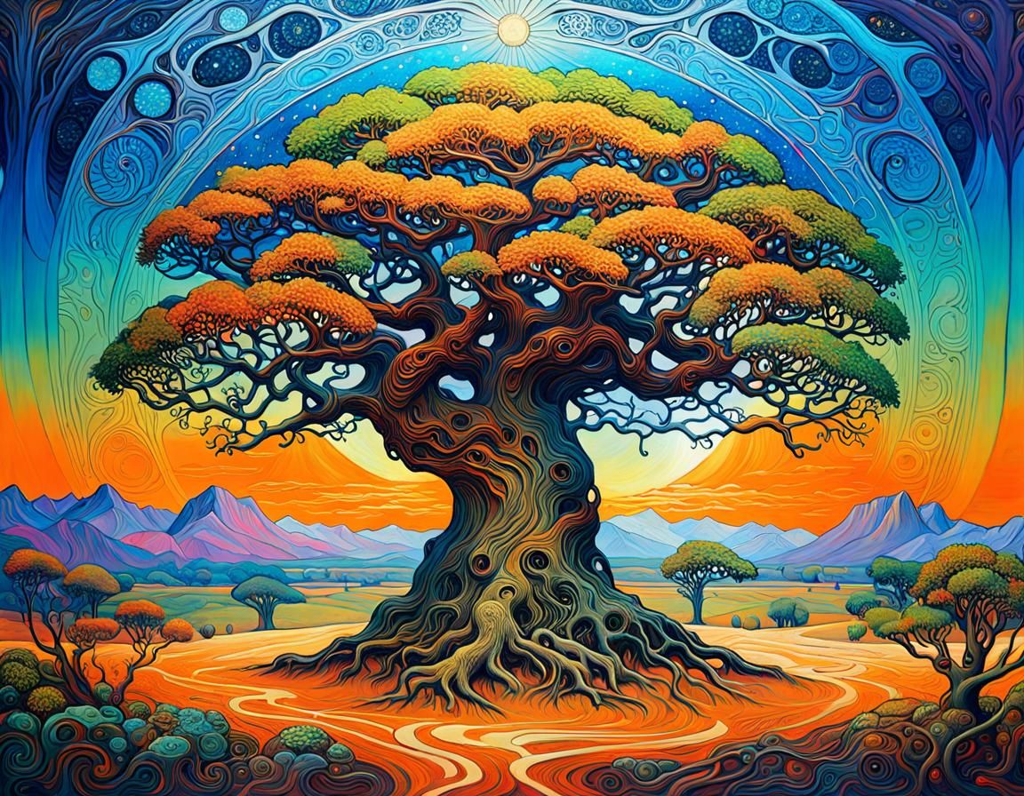 Intricate Whispers of Ancient Boughs: A Neo-Impressionist Ex...