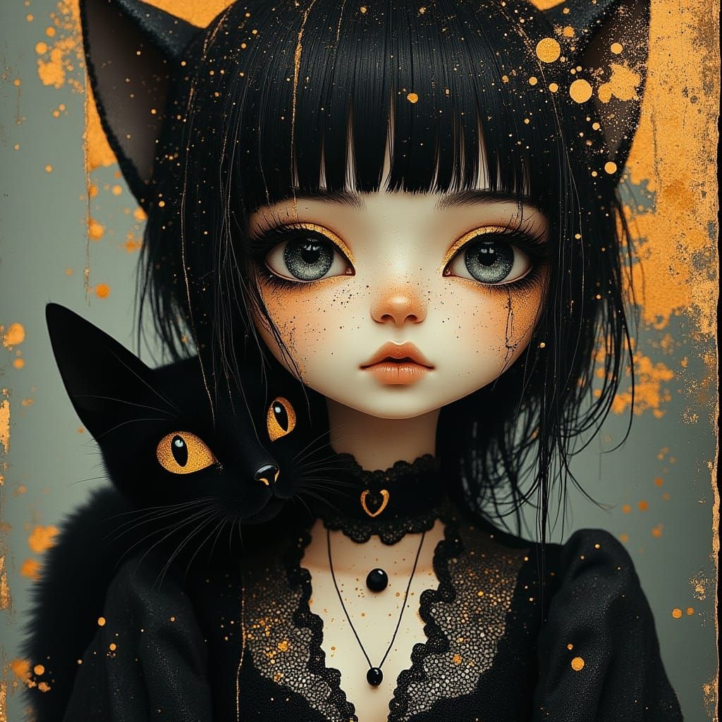 Ethereal Gothic Doll in Ornate, Hyperdetailed Portrait