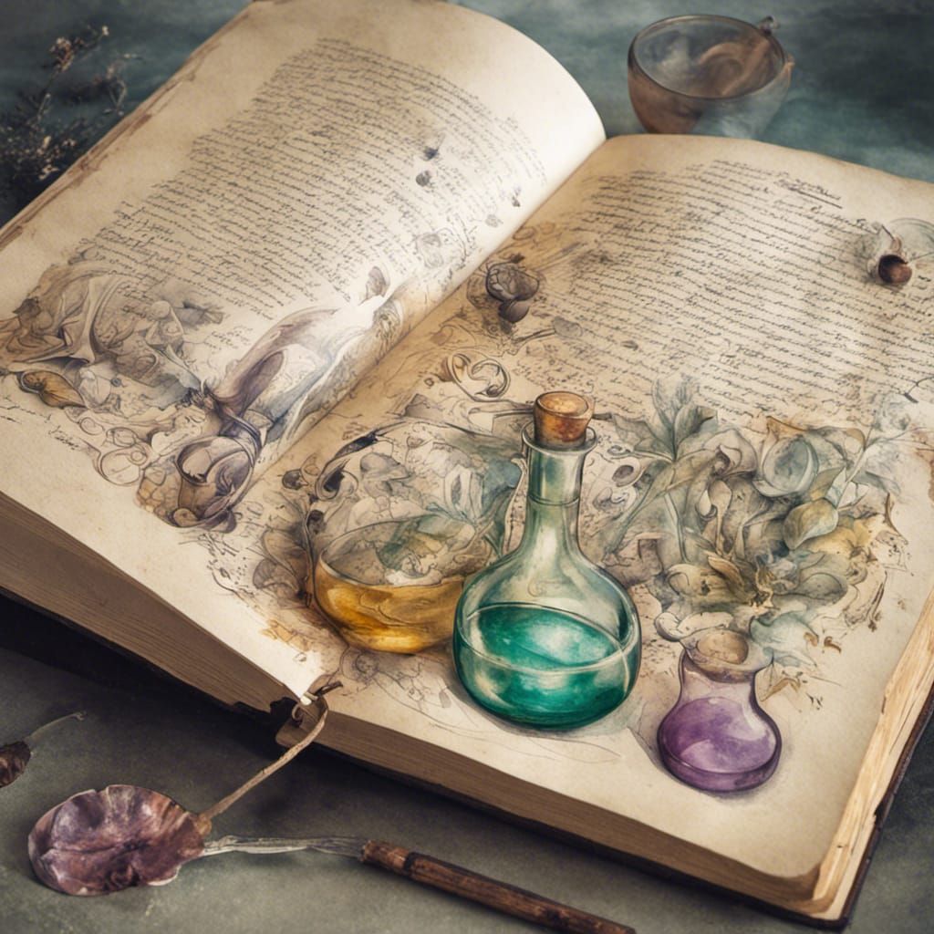 Dreams Potion Page: Detailed Witchcraft Illustration
