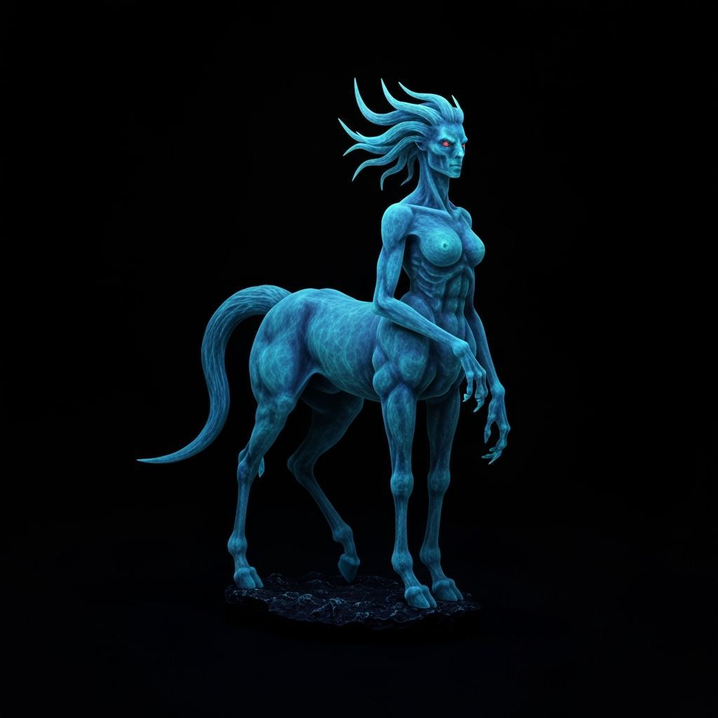 Sinister Bioluminescent Centaur Monster UV Painting