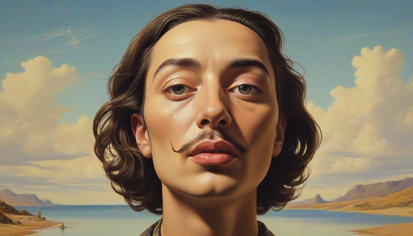 Surrealist Portrait of a Serene Young Woman in Morning Light