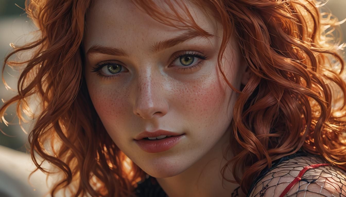 Radiant Redhead Portrait in Digital Art Style