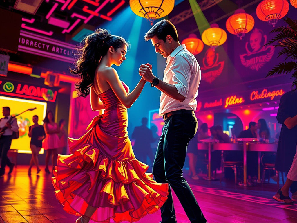 Couple Dancing Lambada in Expressive Artistic Style