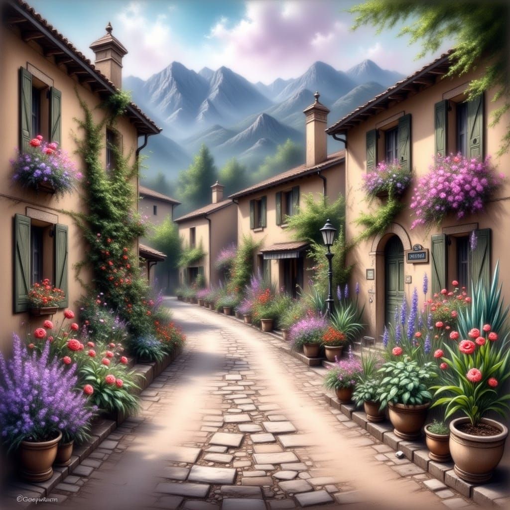 Enchanting French Village with Cobblestone Streets