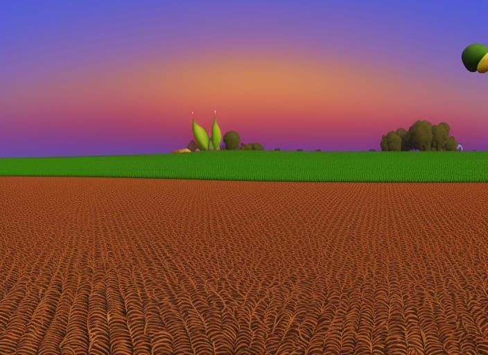 Cornfield Rendered as Pixar-style 3D Digital Art