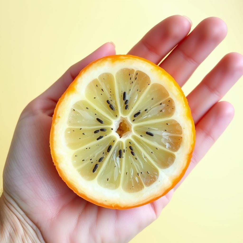 Exotic Fruit Slice in Hand Close-Up