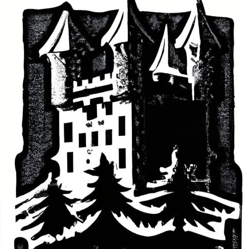 Lino cut castle 2
