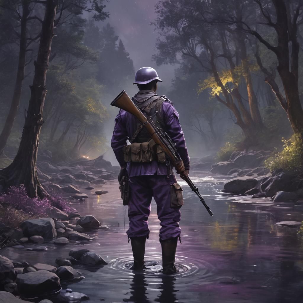 Mystical Forest Soldier in Dark Fantasy Watercolor