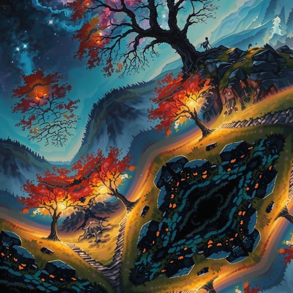 Ancient Tree Rises from Enchanted Forest