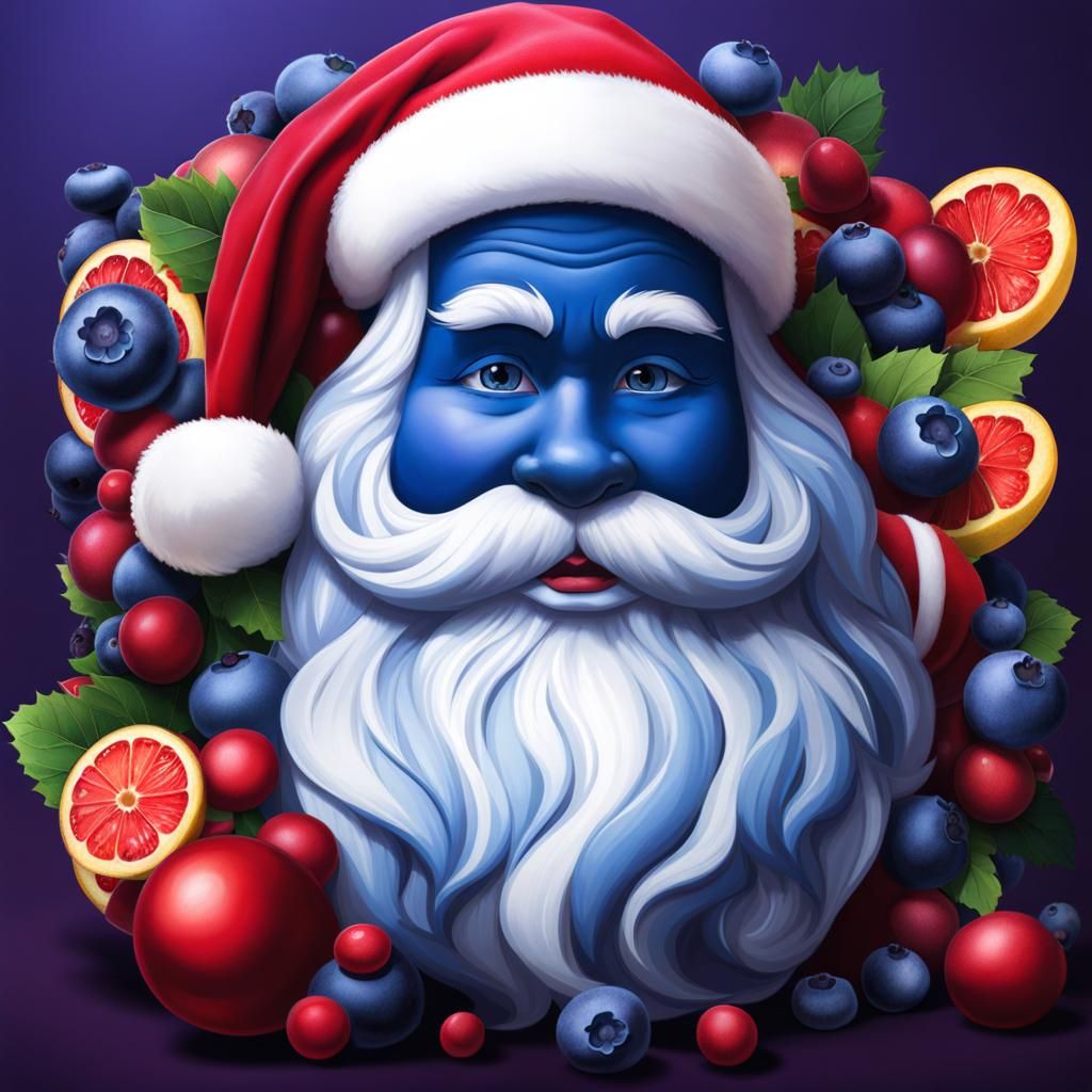 Blueberry and Santa Claus Full-Body Picture