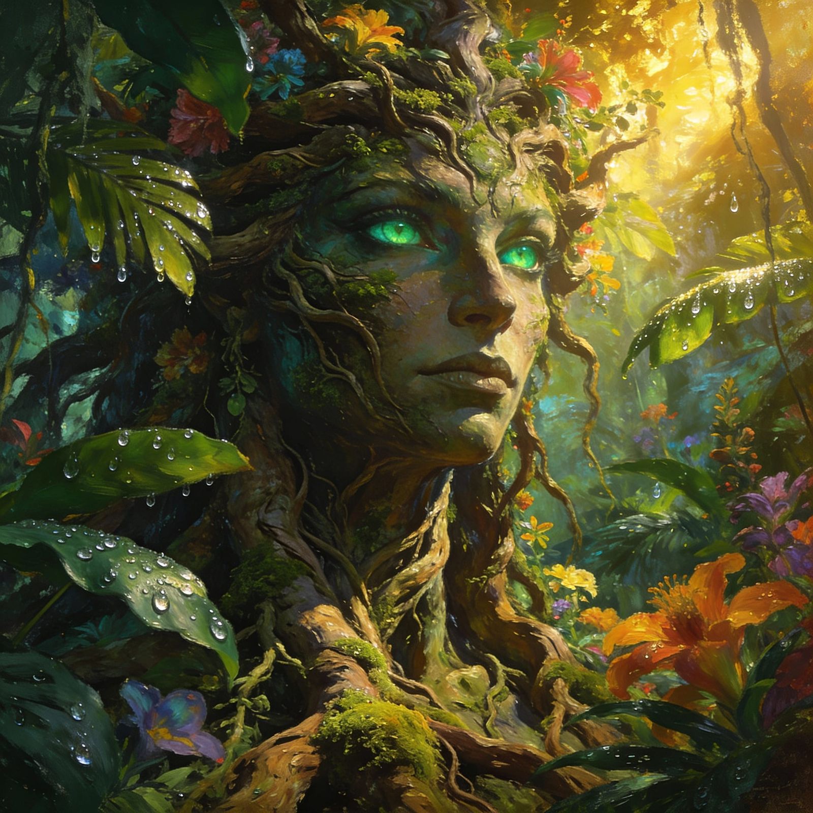 Ancient Earth Goddess in Lush Jungle