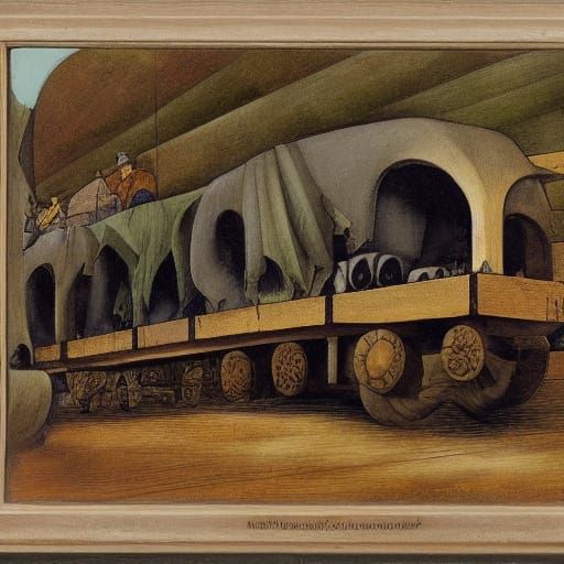 Hippo Train in Whimsical Artistic Style