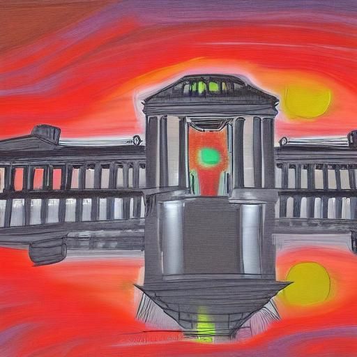 Reichstag Building Under a Giant Red Sun