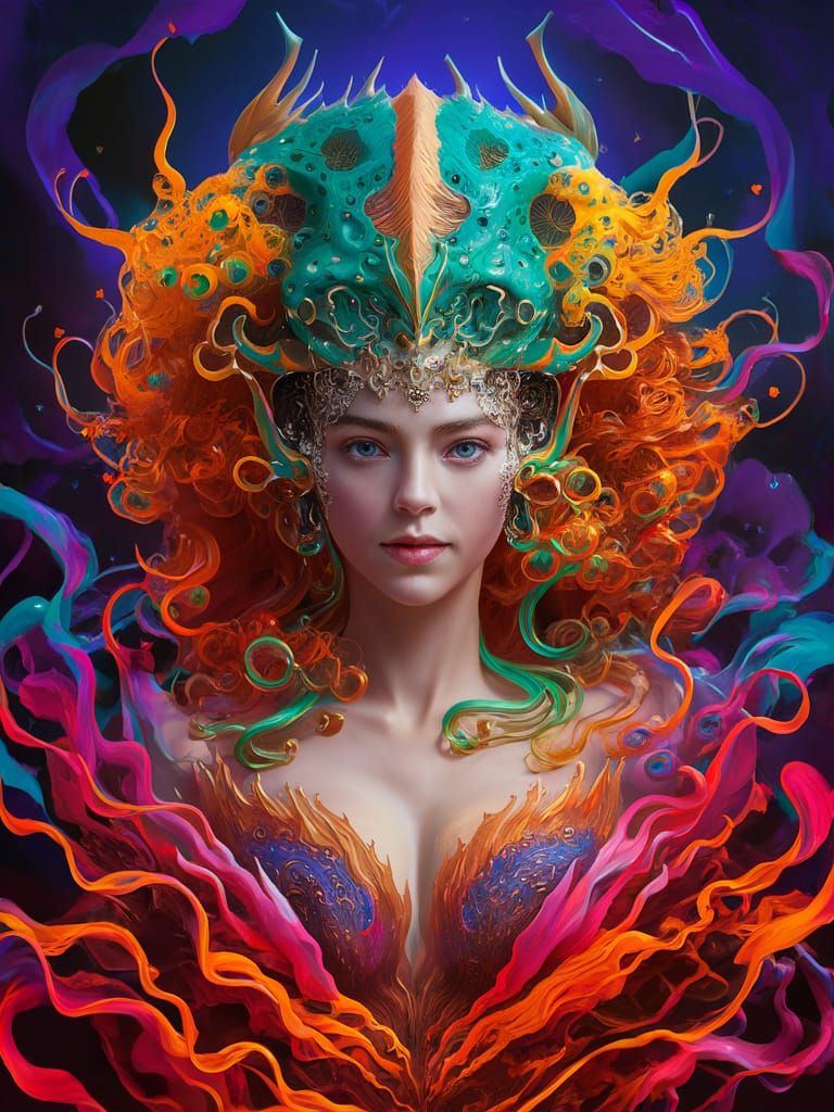 Surreal Andromorph Figure in Fluid Acrylic Style