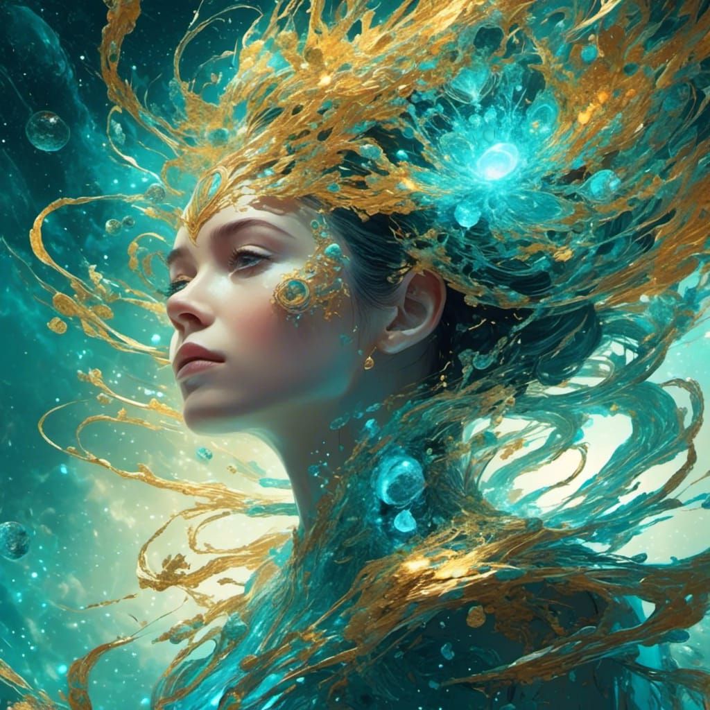 Sci-Fi Energy Woman: Digital Art Portrait