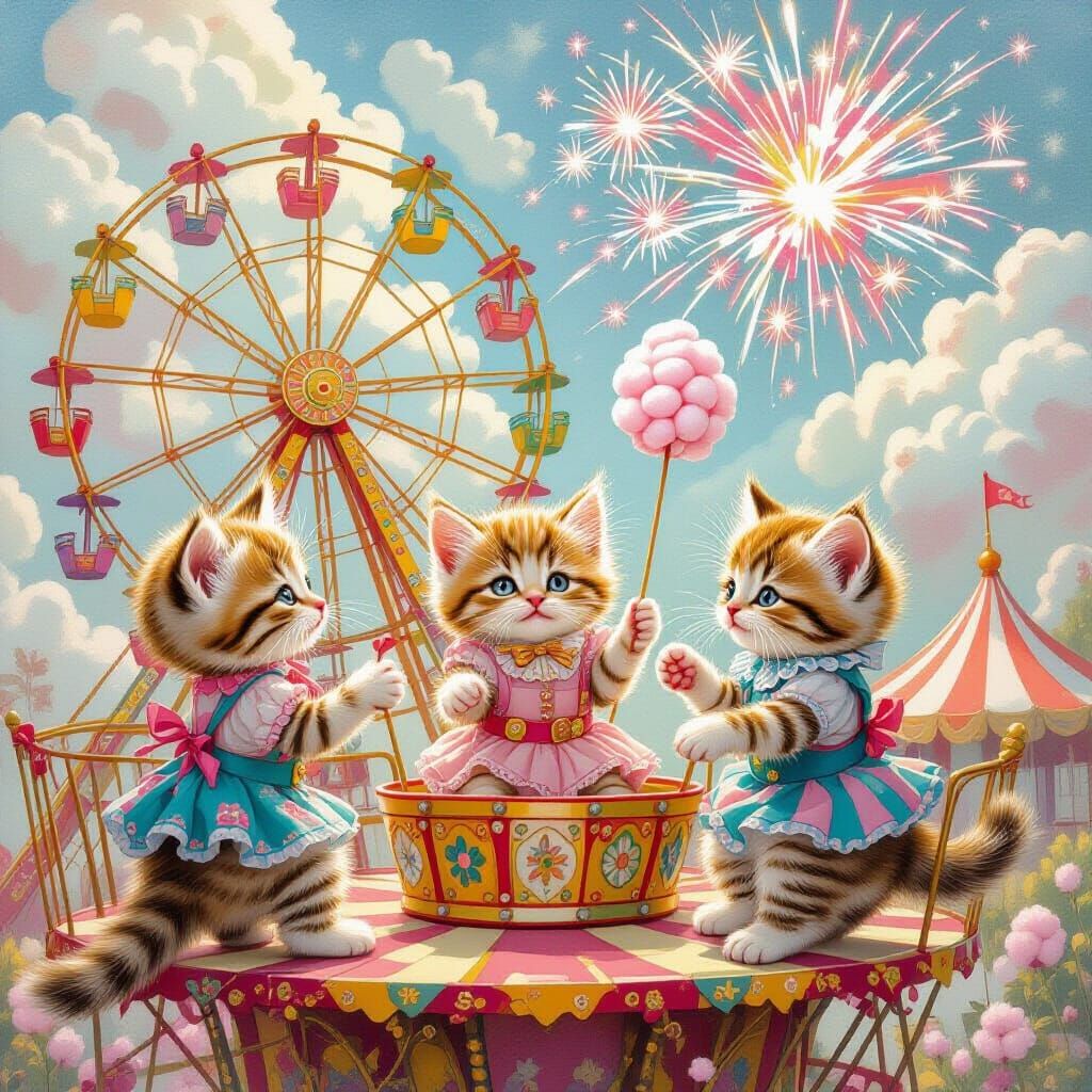 Kitten Carnival in Dreamlike Style