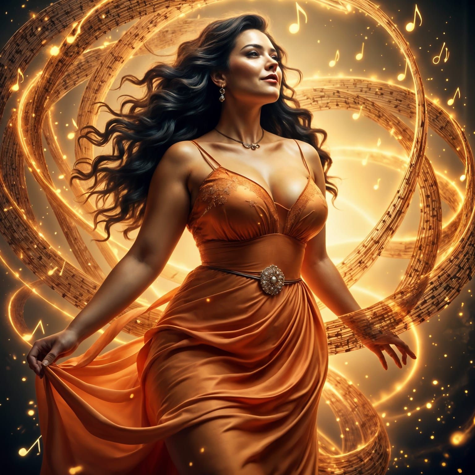 Ethereal Woman Soars Through Electric Currents in Hyper-Real...