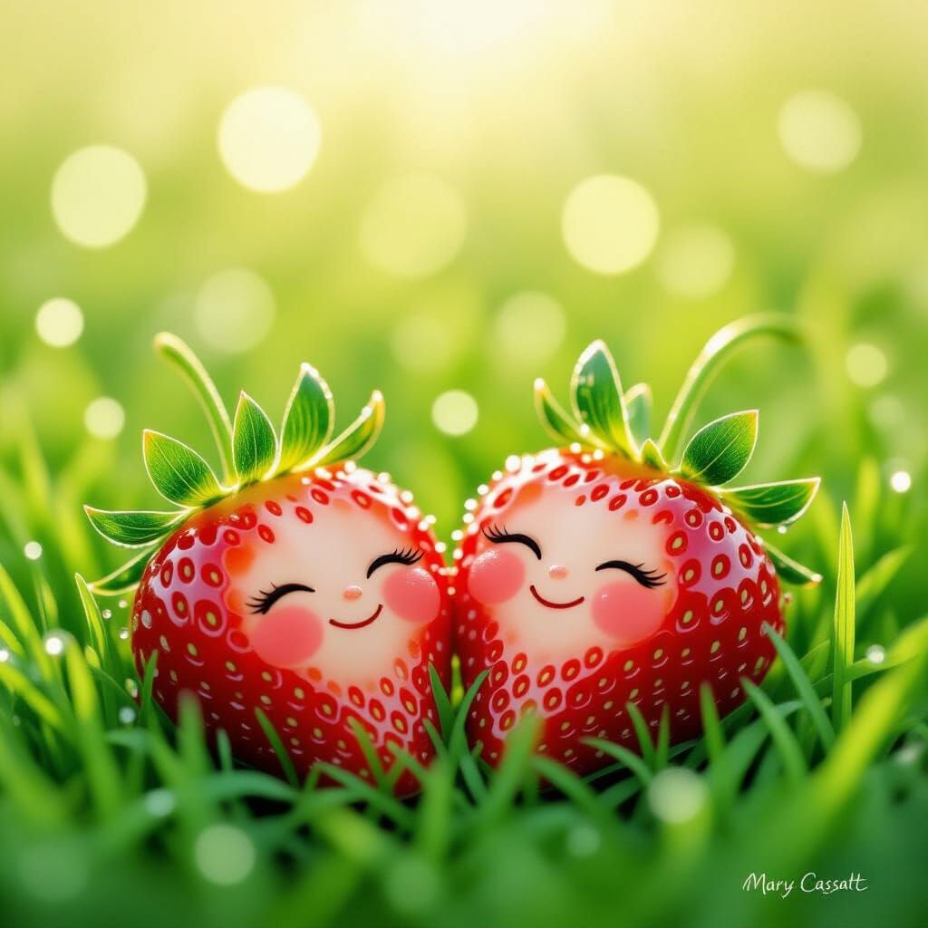 Sleepy Strawberries in Lush Green Patch