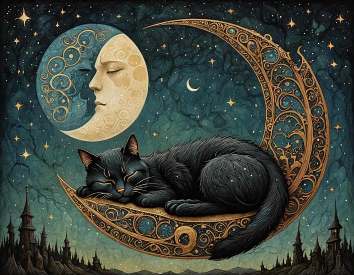Cat Nap on the Moon: Surrealist Digital Art