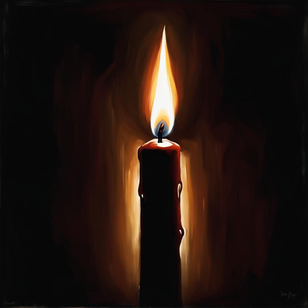 Dramatic Candlelight Silhouette Painting