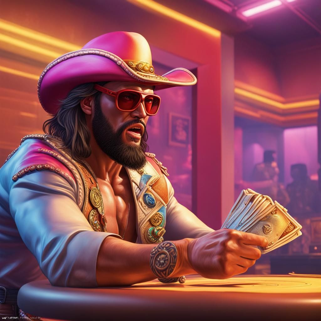 Macho Man's Bank Loan Rejection: Hyperrealistic Art