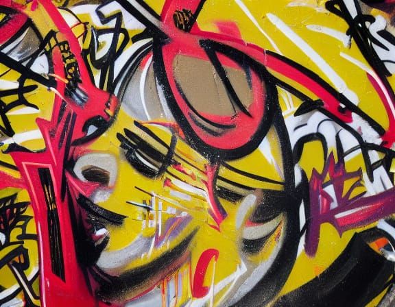 Passionate Embrace: A Neo-Expressionist Painting with Golden...