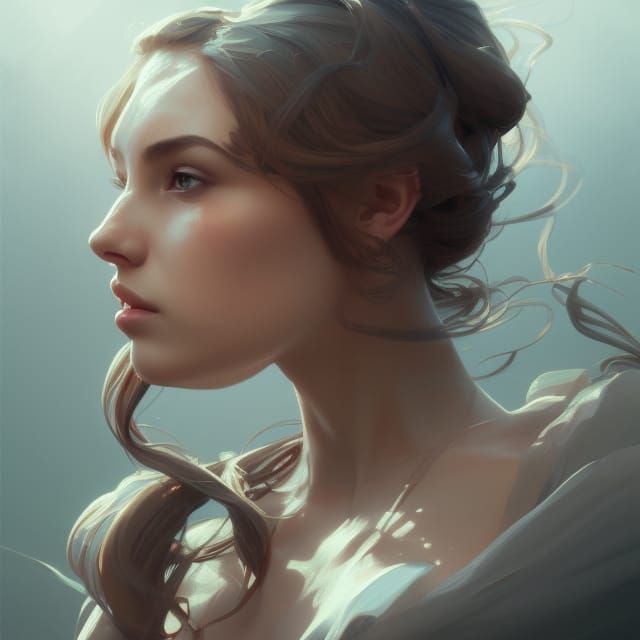 Beautiful Woman Portrait in Hyperdetailed Digital Art Style