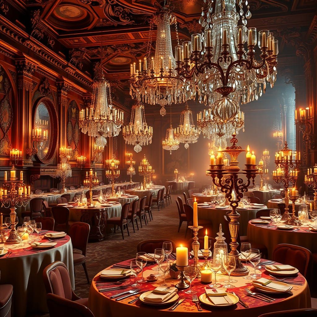 Ornate Crystal Banquet Hall in Renaissance Opulence