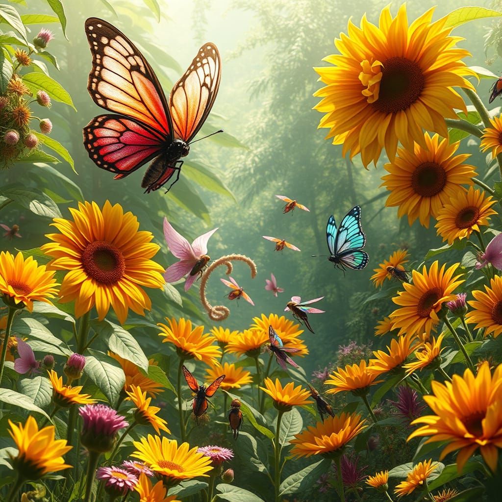 Whimsical Giant Garden of Wonders in Cinematic Realism