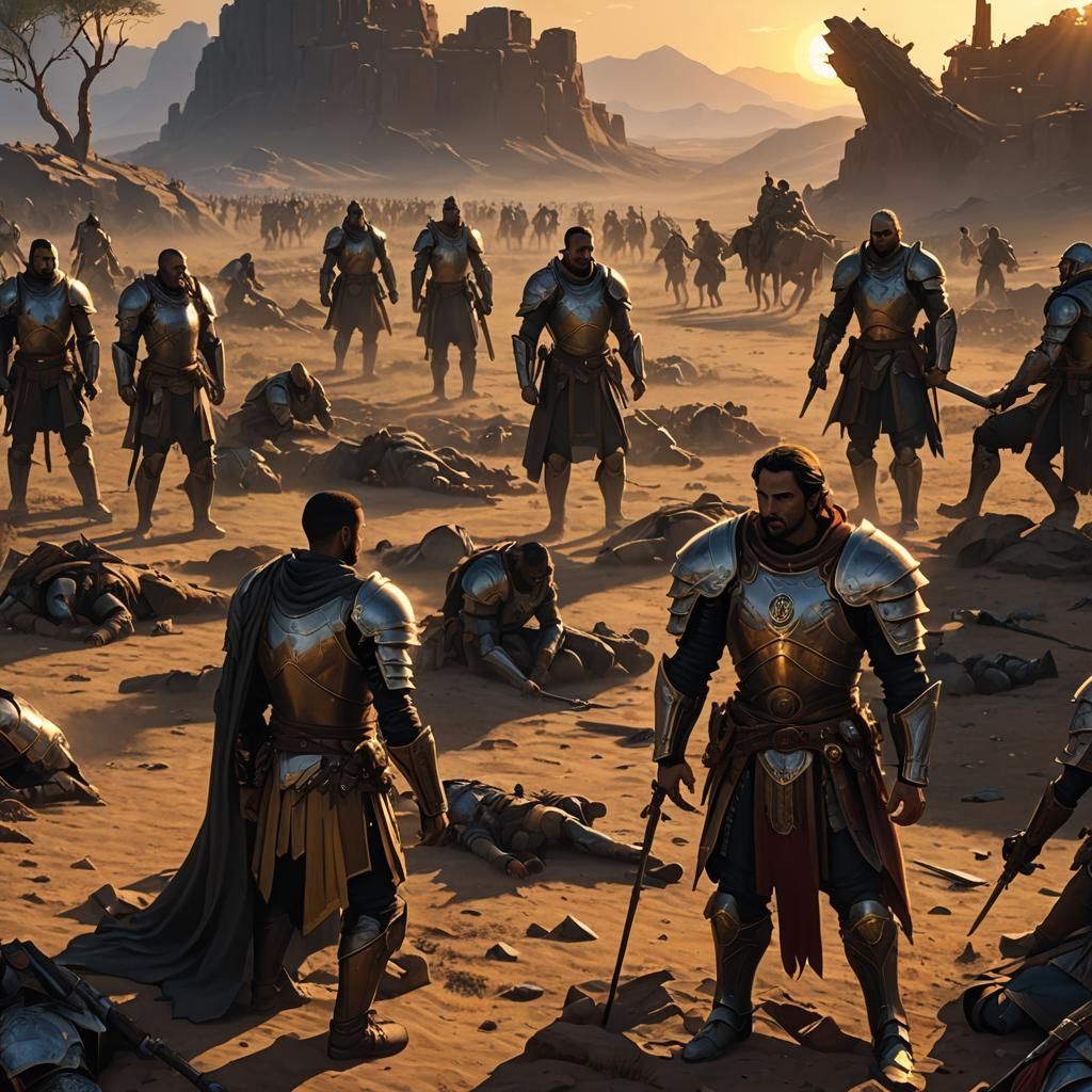 Battlefield Reconciliation: A Fantasy Art Depiction