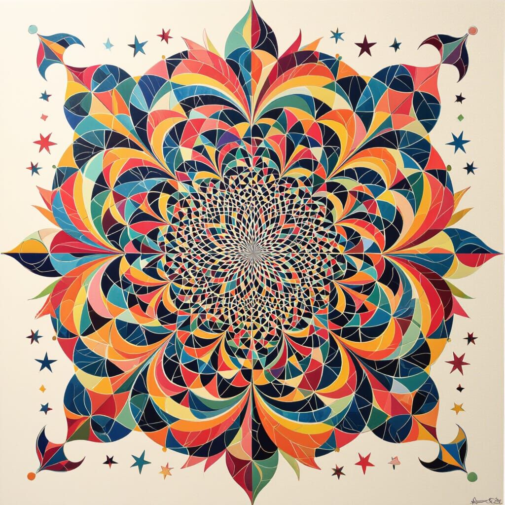 Surreal Double Exposure in Op Art Style