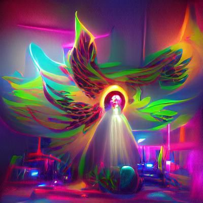 Psychedelic Holy Spirit with Neon Lighting