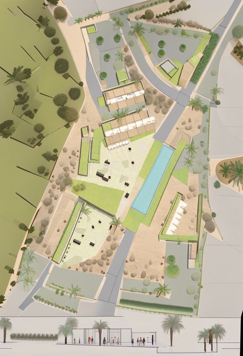 Landscape Site Plan Rendering in Nubian Style
