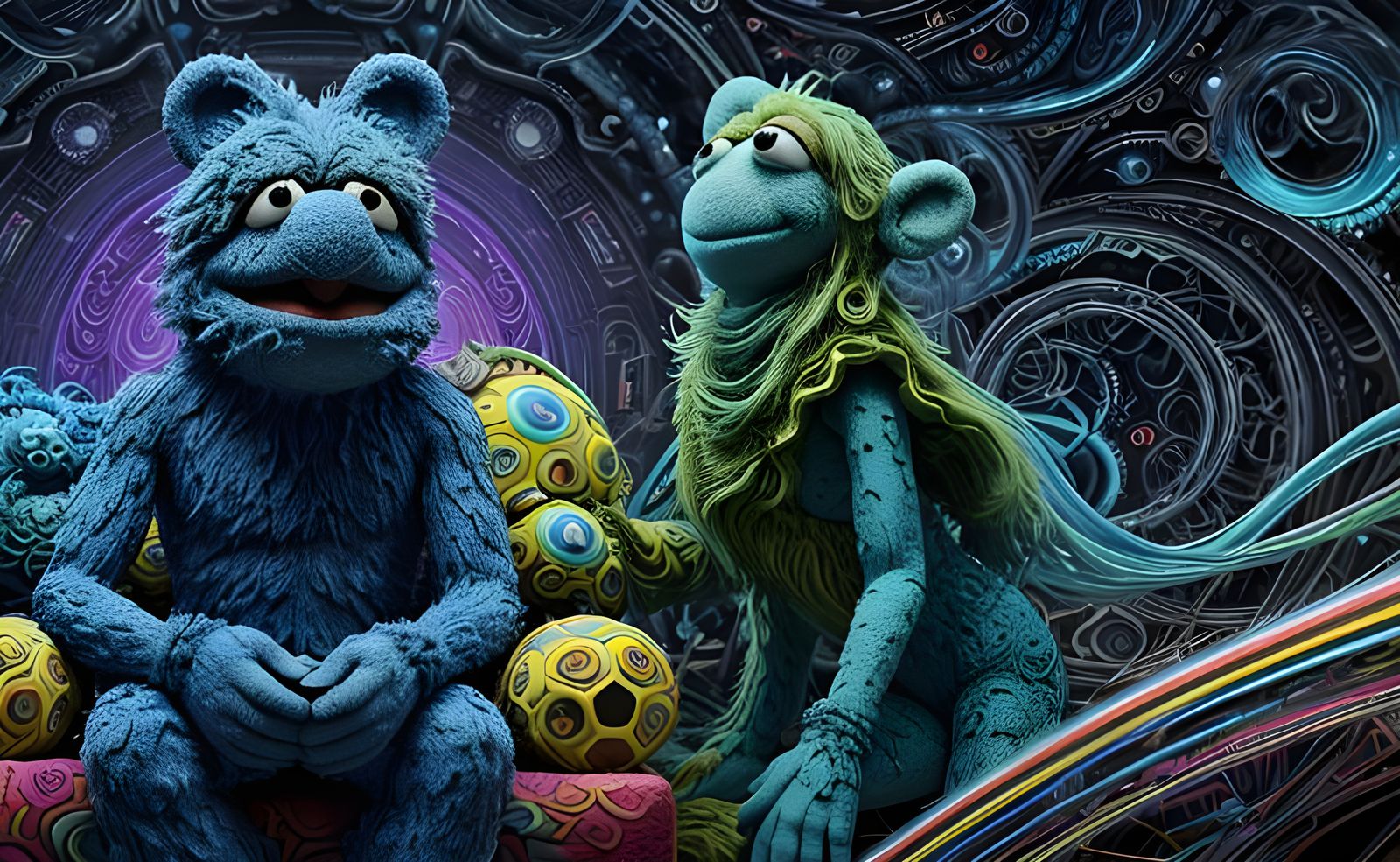 Psychedelic Sci-Fi Relief in Fractal Style