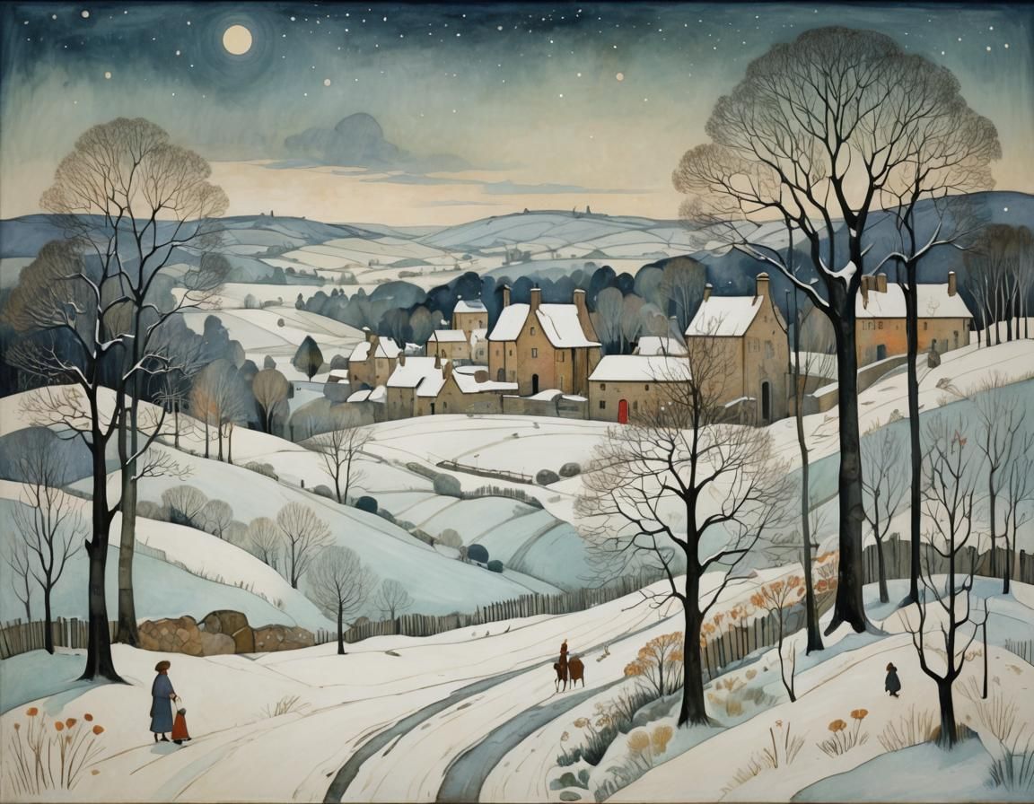 Art Nouveau Winter Landscape