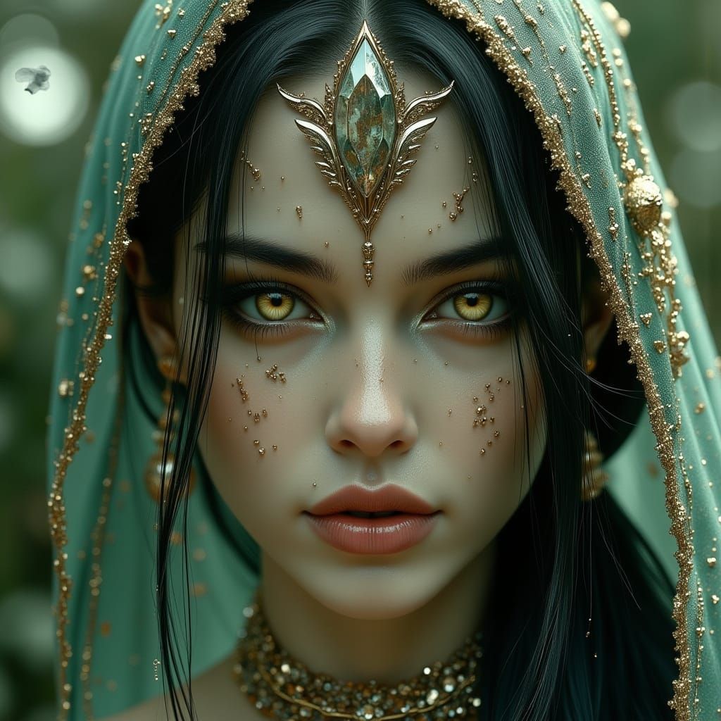 Dryad Queen with Flower Crown in Matte Painting Style
