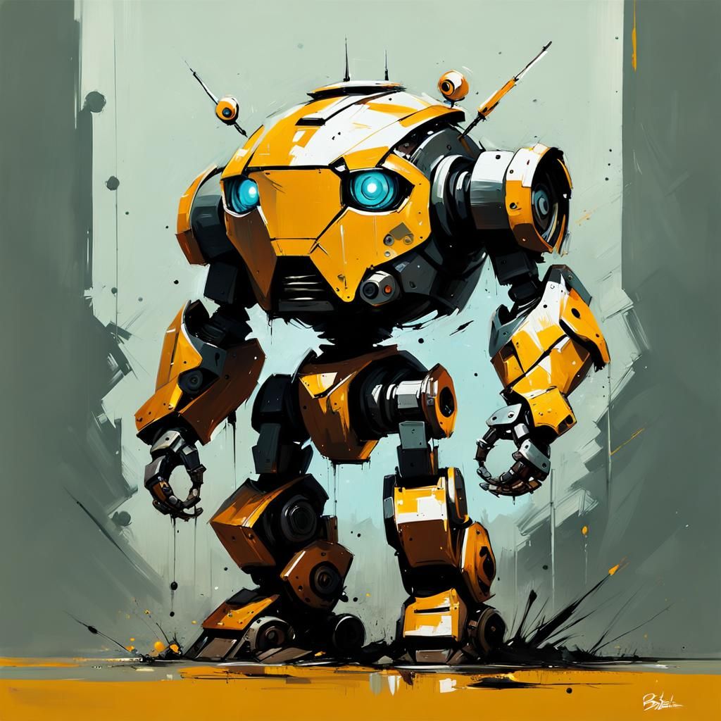 Adorable Robot in Oil Painting Style