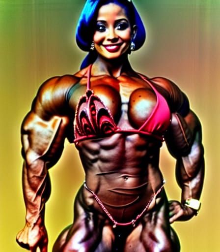 Female Bodybuilder Portrait in Detailed Matte Painting Style