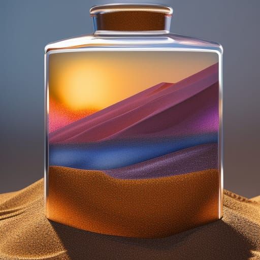 Detailed Sand Art in Glass Bottle, Hypertextured